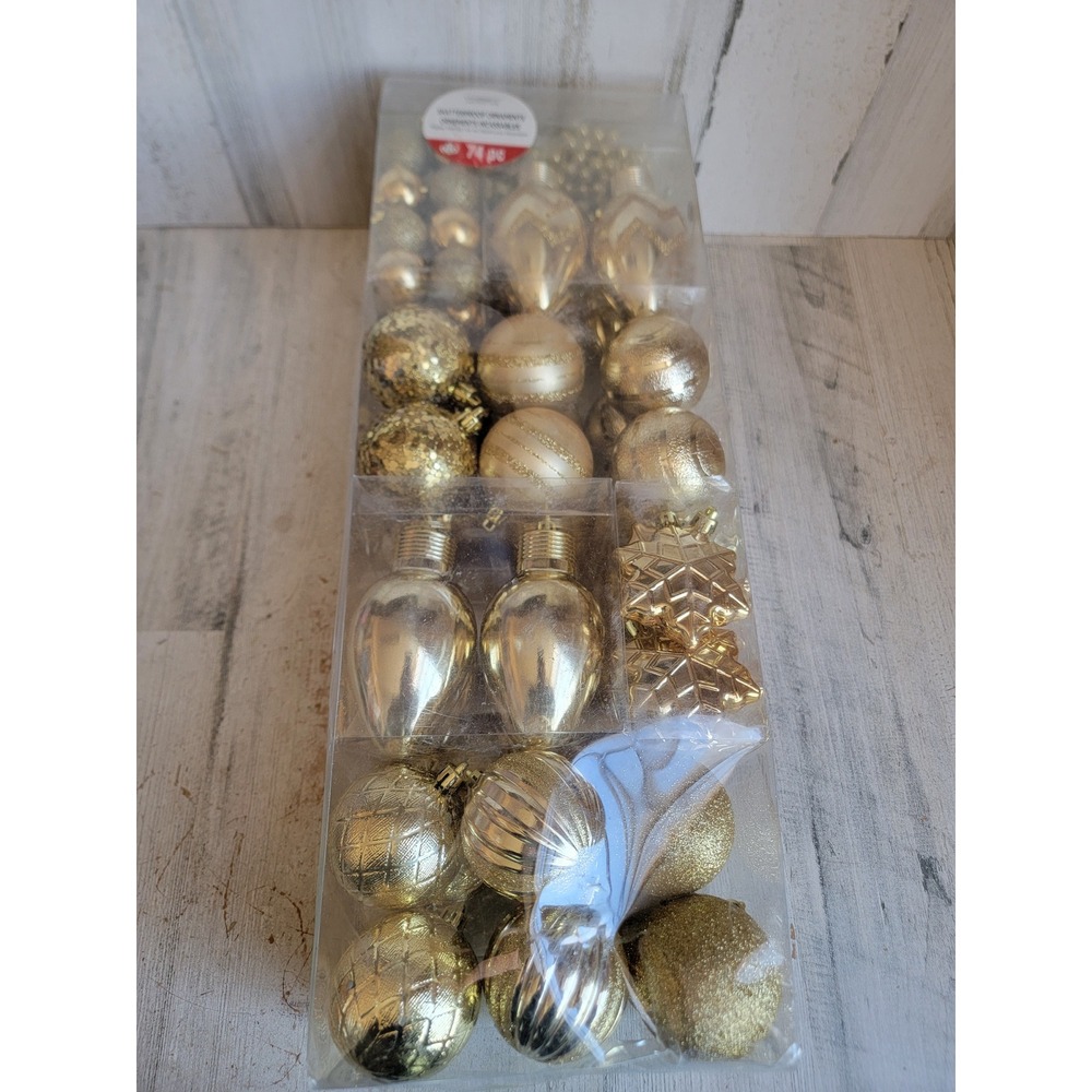 Celebrate it 74pc golden ornament shatterproof Xmas glitter unique set